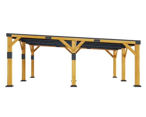 20x20x9.2 FT Heavy Duty Cedar Wood Carport for 2 Cars