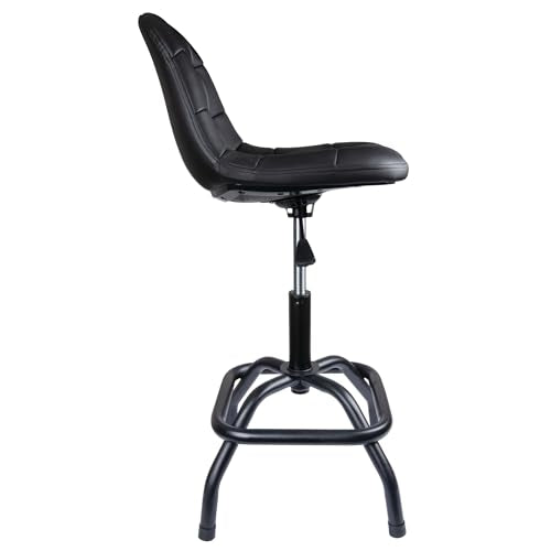 W85031 Pneumatic High Back Adjustable Swivel Bar Stool with Back Support for Home