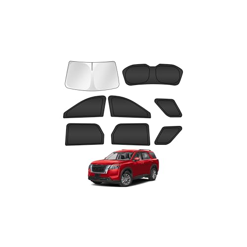 Windshield Sun Shade for Nissan Pathfinder 2022 2023 2024 2025 Car Window Shades Thicken UV Block and Blackout Privacy Foldable Sunshades 8PCS Accessories Keep Cool Sun Visor Covers (8 Count)
