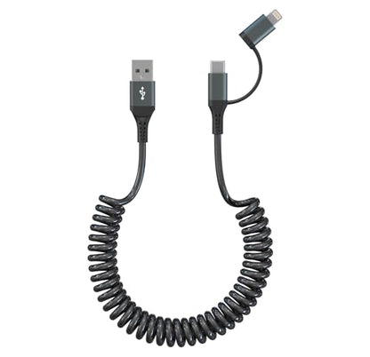 USB to USB C and Lightning Cable Support Apple Carplay & Android Auto