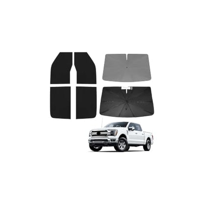 Windshield Sun Shade Umbrella for Ford F150 Hybrid 2021 2022 2023 2024 2025 2026 Rear Window Shades 100% UV Protection and Blackout Privacy 5PCS Car Window Covers Accessories (5 Count)