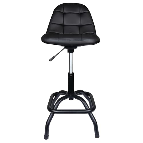 W85031 Pneumatic High Back Adjustable Swivel Bar Stool with Back Support for Home