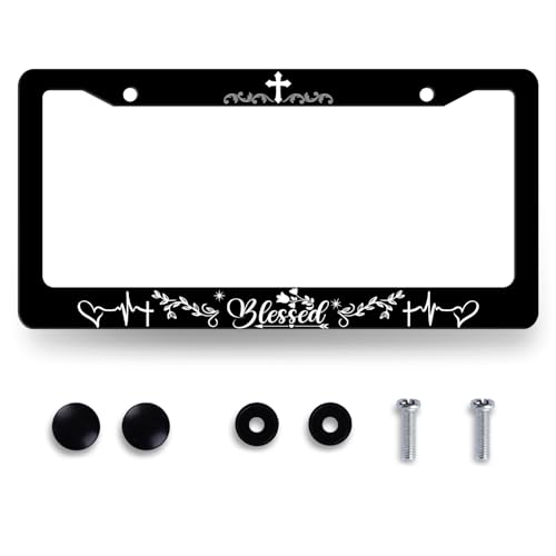 Blessed License Plate Frame Christian License Plate Holder with 2 Holes