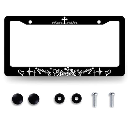Blessed License Plate Frame Christian License Plate Holder with 2 Holes