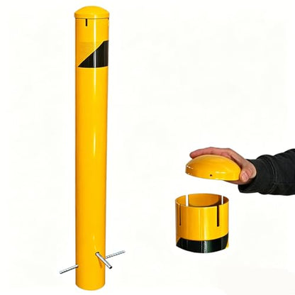 46" High Pour in Place Steel Bollard Post with Removable Cap