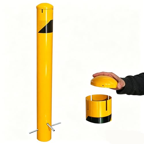 46" High Pour in Place Steel Bollard Post with Removable Cap