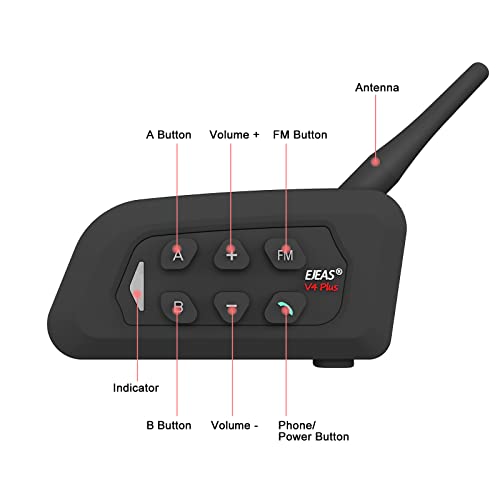 V4 Plus Motorcycle Bluetooth Helmet Intercom Headset (4 Count)