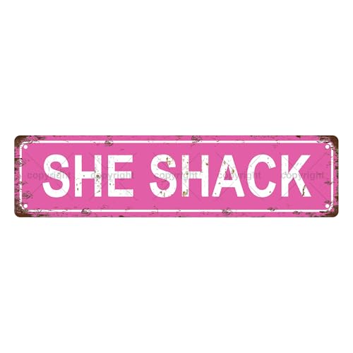 SHE SHACK SPACE Metal Tin Street Sign Bar Cafe Garage Cave Home Room Wall Bathroom Farmhouse Garden Porch Patio Decor