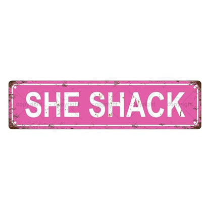 SHE SHACK SPACE Metal Tin Street Sign Bar Cafe Garage Cave Home Room Wall Bathroom Farmhouse Garden Porch Patio Decor