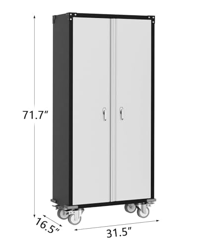 71" Black Metal Storage Cabinet with Lock