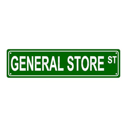 GENERAL STORE ST SPACE Metal Tin Street Sign Bar Cafe Garage Cave Home Room Wall Bathroom Farmhouse Garden Porch Patio Decor