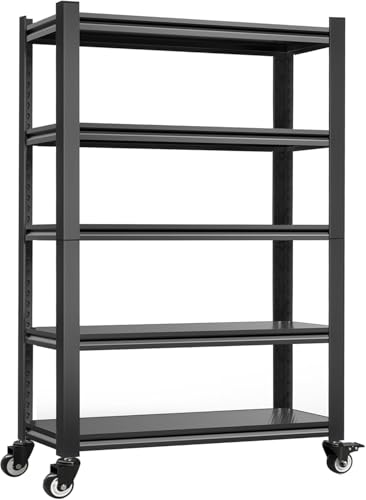 5 Tier Heavy Duty Storage Shelves with Lockable Casters (5 Count)