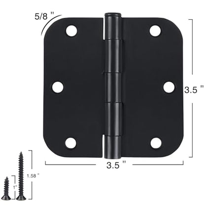 Rounded Door Hinges Matte Black 3.5" 5 (40 Count)
