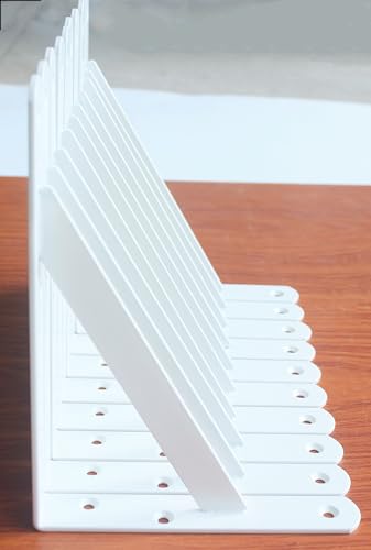20 Pack L8 x H 6" White Heavy Duty Shelf Brackets with Screws Metal Shelf Brackets Shelf Support Angle Brackets for Shelves L Brackets Heavy Duty Floating Shelf (20 Count)