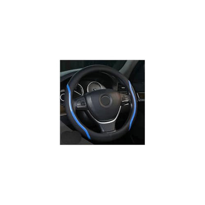 Steering Wheel Cover Blue and Black Leather Universal 14.5
