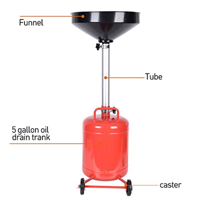 5 Gallon Oil Drain Portable Steel Oil Drain