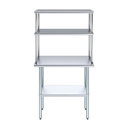 Stainless Steel Work Table Double Tier Overshelf