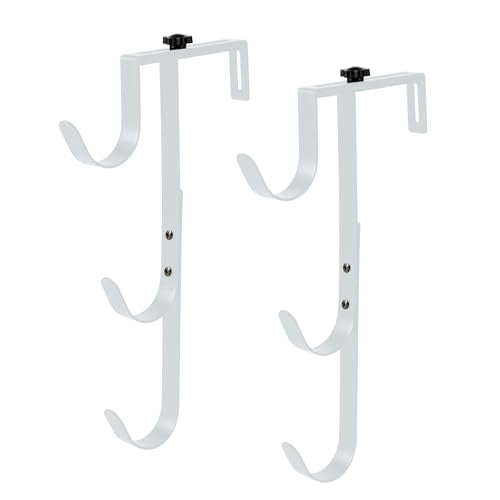 2Pcs White Pool Pole Hangers Adjustable Pool Fence Hooks for Pool Equipment