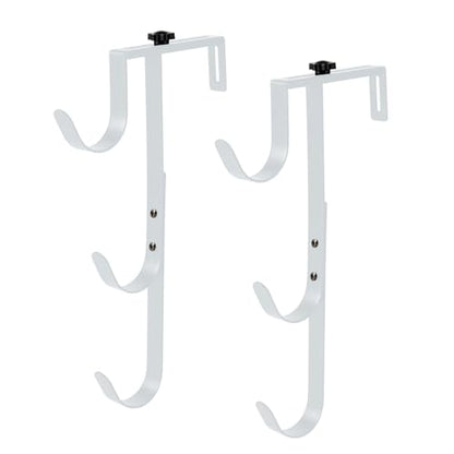 2Pcs White Pool Pole Hangers Adjustable Pool Fence Hooks for Pool Equipment