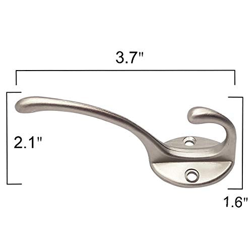 10 Pack Silvery Double Coat Hooks Utility Hooks for Coat (10 Count)