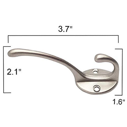 10 Pack Silvery Double Coat Hooks Utility Hooks for Coat (10 Count)