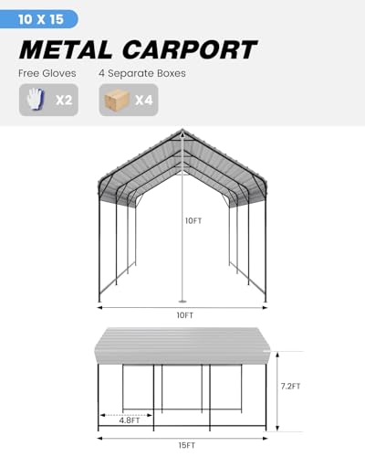 10'x15'x10' Heavy Duty Metal Carport