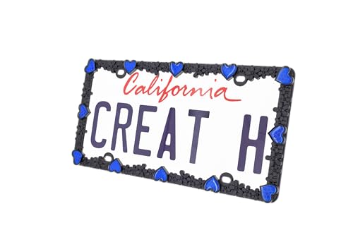 3D Daisy Heart License Plate Frame from Pure Zinc Alloy Metal Perfect Plate Holder
