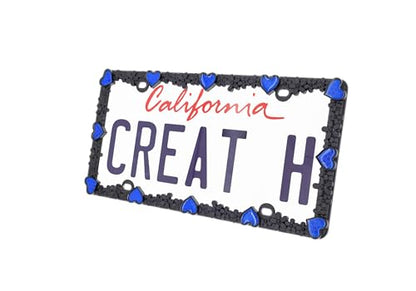 3D Daisy Heart License Plate Frame from Pure Zinc Alloy Metal Perfect Plate Holder