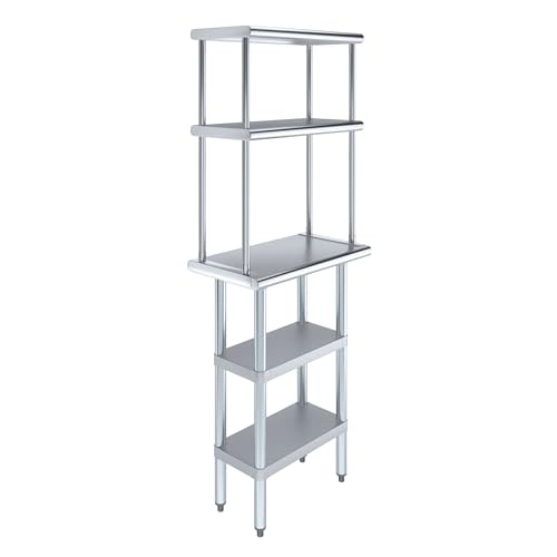 Stainless Steel Work Table with 2 Shelves and 12" Overshelf (2 Count)
