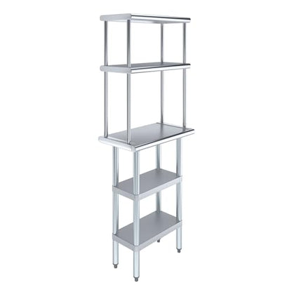 Stainless Steel Work Table with 2 Shelves and 12" Overshelf (2 Count)