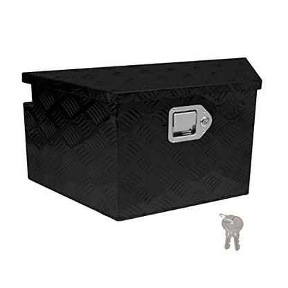 27" x 13" x 13" Trailer Tongue Tool Box with Latch and Keys Heavy Duty Aluminum Trailer Toolbox Organizer Truck Underbody Box Compatible with Pick Up Truck Bed RV Trailer ATV Black