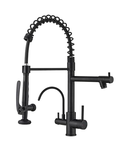 3 in 1 Kitchen Sink Faucet with Drinking Water Faucet Matte Black