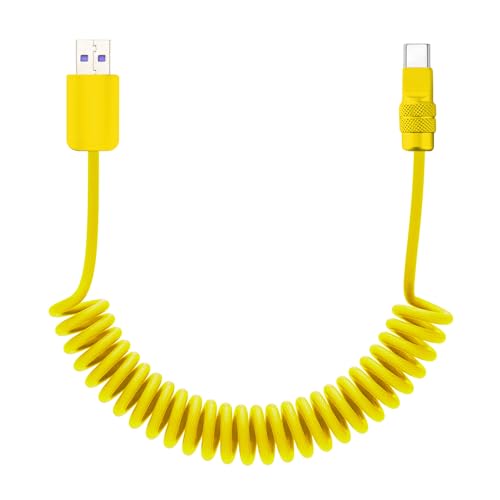 USB A to C 120W Braided Coiled Charging Cable