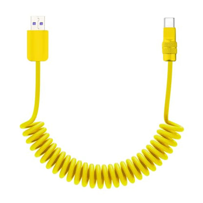 USB A to C 120W Braided Coiled Charging Cable