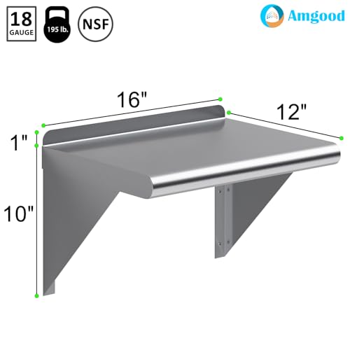 12" X 16" Stainless Steel Wall Shelf
