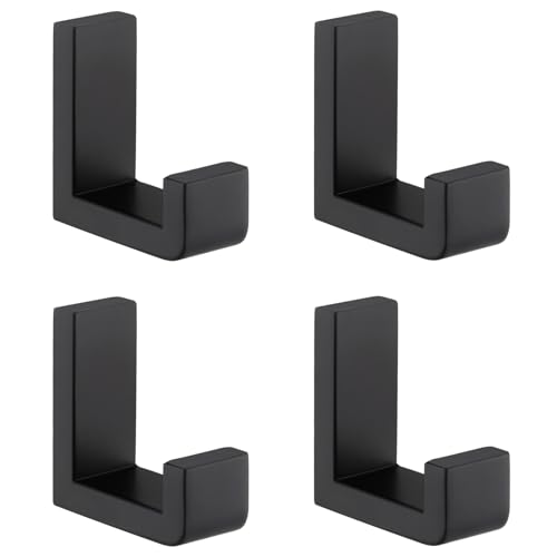 Towel Hooks for Bathrooms Matte Black (4 Count)