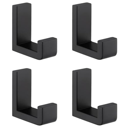 Towel Hooks for Bathrooms Matte Black (4 Count)