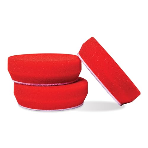 3” Red Foam Waxing Pads for Car Detailing (3 Count)