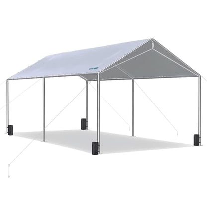 10x20 ft Heavy Duty Car Canopy Galvanized Frame Carport Outdoor Party Tent Boat Shelter with 3 Reinforced Steel Cables (200 Sq Ft)