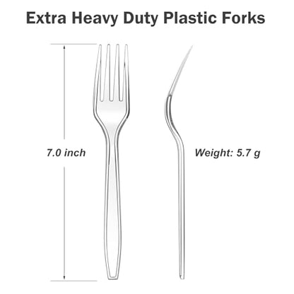 360 Count Extra Heavy Duty Clear Plastic Forks Disposable