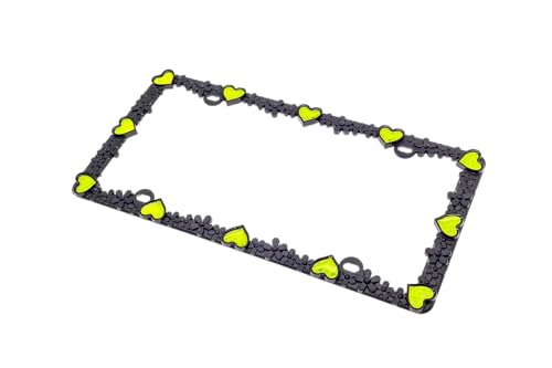 3D Daisy Heart License Plate Frame from Pure Zinc Alloy Metal Perfect Plate Holder