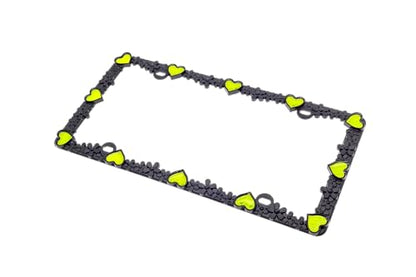 3D Daisy Heart License Plate Frame from Pure Zinc Alloy Metal Perfect Plate Holder