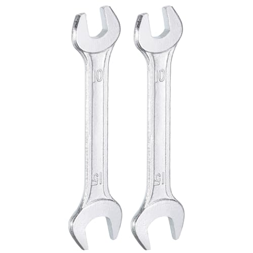 2pcs Double Open End Wrench 10mm x 15mm Metric 15 Degree Offset Angle Small Flat Head Wrench Galvanizing Open Ended Spanner for Automotive Repair Furniture Assembly (2 Count)
