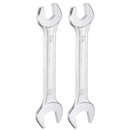 2pcs Double Open End Wrench 10mm x 15mm Metric 15 Degree Offset Angle Small Flat Head Wrench Galvanizing Open Ended Spanner for Automotive Repair Furniture Assembly (2 Count)
