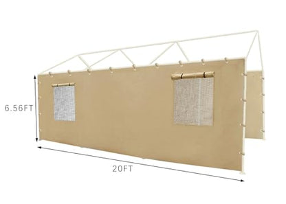 Carport Sidewall Panel with Mesh Windows and Elastic Ball Bungees
