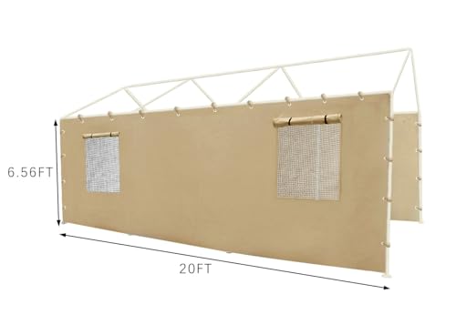 10 * 20 FT Carport Sidewall kit Panel Set of 4 with Mesh Windows and Double Head Zippers (4 Count)