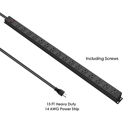 16 Outlet Metal Wall Mount Power Strip