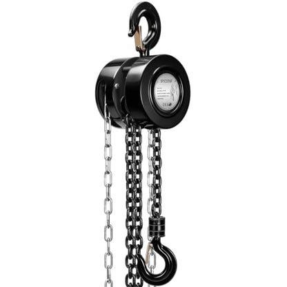 Hand Chain Hoist 1 Ton 2200 Lbs Capacity 10 Feet with 2 Hooks