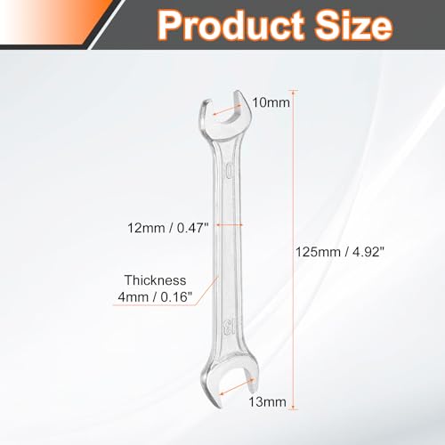 Double Open End Wrench 10mm x 13mm Metric 15 Degree Offset Angle Small Flat Head Wrench Galvanizing Open Ended Spanner for Automotive Repair Furniture Assembly