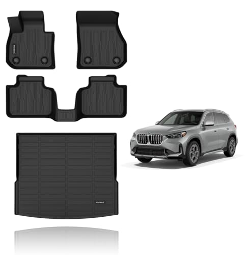 Floor Mats & Cargo Liner Custom for 2026 2025 2024 2023 BMW X1 Car Mats Automotive Cargo Mat Floor Liners Trunk Mat X1 All Weather Floor Mats Trunk Liner Black